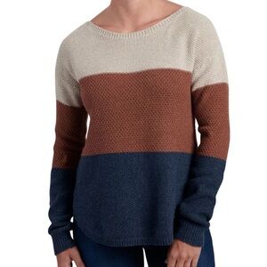 Colorblock Sweater in Cream, Brown, and Blue